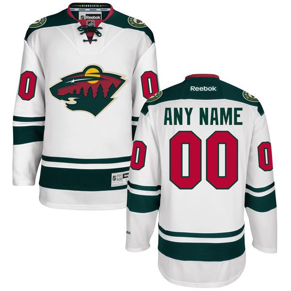 Men Minnesota Wild Reebok White Custom Away Premier NHL Jersey->customized nhl jersey->Custom Jersey